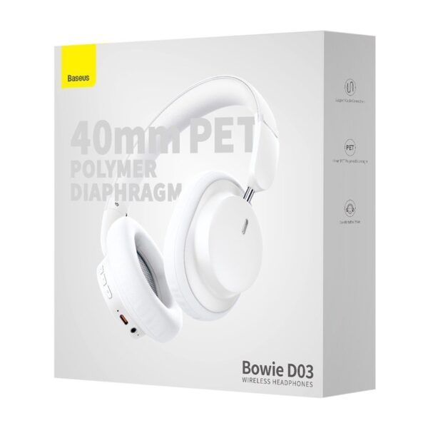 Baseus Bowie D03 Wireless Headphones 70Hr Battery white