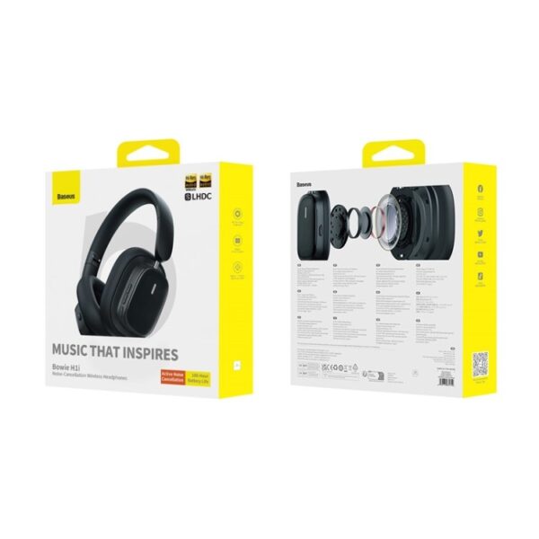 Baseus Bowie H1i Noise-Cancellation Wireless Headphones 100Hr Battery 
Cluster Black 1