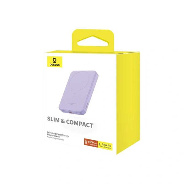 Baseus Magnetic Mini Wireless 5000mAh 20W Fast Charge Power Bank Nebula Purple