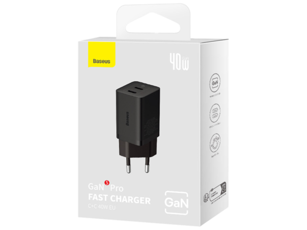 Baseus GaN5 Pro Fast Charger C+C 40W EU Black