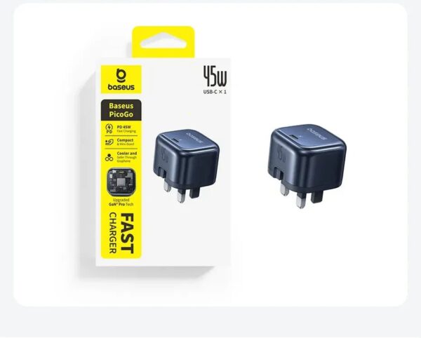 Baseus PicoGo AE11 45W GaN Type-C Fast Charger UK Cosmic Black
